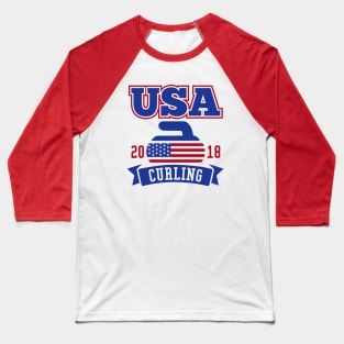 USA Curling 2018 Baseball T-Shirt